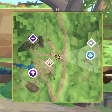 The minimap tracking the player's position and nearby points of interest